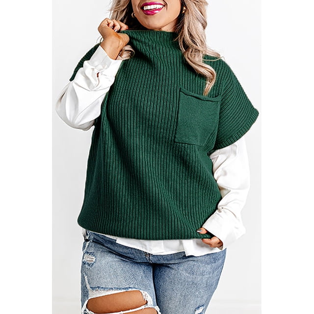 FOLUNSI Chic Plus Size Mock Neck Sweater - Cozy & Stylish, Sizes 1X-3X