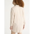 thumbnail image 3 of Joyspun Women’s Woven Long Sleeve Button Front Sleepshirt, Sizes XS-3X, 3 of 5