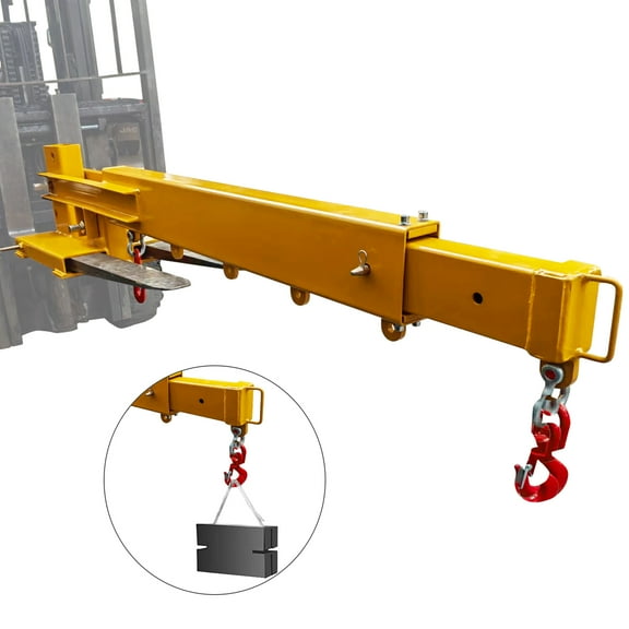 Forklift Jib Boom Crane, Forklift Mobile Crane 6000lbs/3T Capacity, Forklift Lifting Hoist with 2 Hooks, Forklift Boom Attachment Towing Handling Equipment