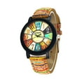 thumbnail image 2 of Reloj de cuarzo para mujer, relojes vintage de cuarzo para mujer con patrón multicolor, correa de cuero, reloj de pulsera informal, regalo maravilloso., 2 of 5