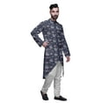 thumbnail image 2 of Atasi Kurta à Manches Longues Imprimé, Boutonné, Asymétrique, Kurta de Designer pour Garçons, 2 of 5