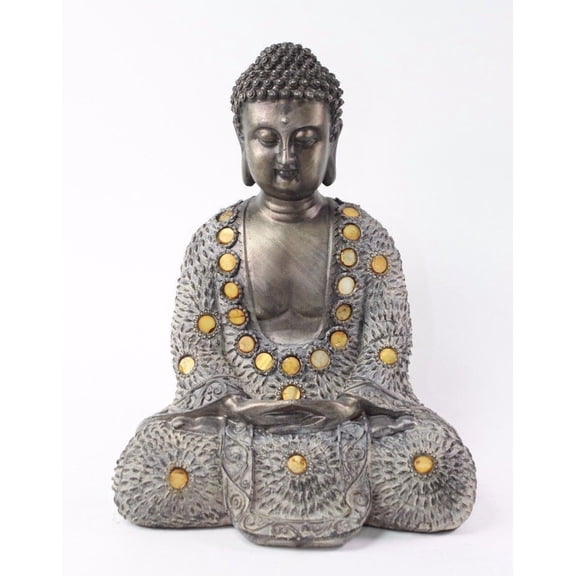 Feng Shui 10" Grey and Bronze Buddha Dhyani Mudra Home Decor Peace Statues