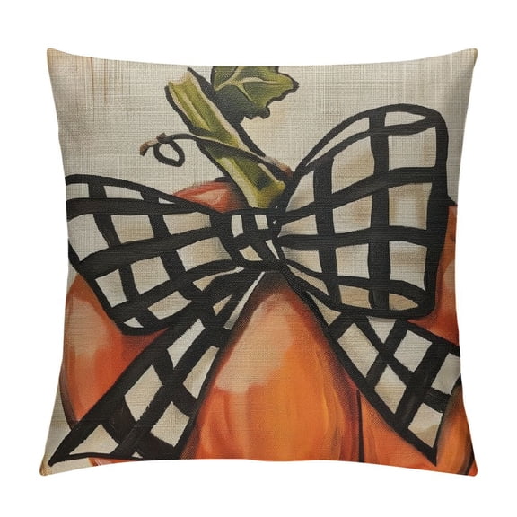 Qinduosi Fall Pillow Covers Thanksgiving Orange Pumpkin Throw Pillows Outdoor Autumn Black White Polka Dot Decorative Pillow Case Linen Cushion Covers Farmhouse Decor for Couch Sofa Bed White