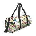 thumbnail image 3 of Xecao Birds And Flowers print Round Travel Duffel Bag is a foldable gym bag with an inner pocket, perfect for travel sports, 3 of 8