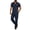 ZA-Navy-xcmzpl mens 2 piece outfits, variant on Men's Walking Suits 2 Piece Short Sleeve T-Shirts Long Pants Waffle Knit Sweat Suits Tops Pants Sets Color Block Outfits with Pocket S-3XL