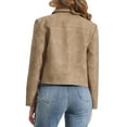 thumbnail image 3 of CHAQUETA DE CUERO SINTÉTICO PARA MUJER INSPIRE CHIC, CON CUELLO CAÍDO, MANGA LARGA Y CREMALLERA, TAMAÑO XS, COLOR TAN, 3 of 6