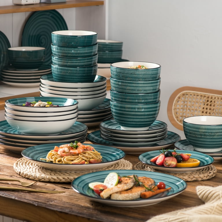 Vancasso 24 Piece Green Stoneware Dinnerware Set Service for 6 Safe for Microwave and Dishwasher Walmart