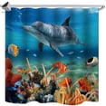 thumbnail image 3 of PULLIMORE Animals Shower Curtain Undersea World Waterproof Bathroom Decor with Hooks (71" x 71"), 3 of 8