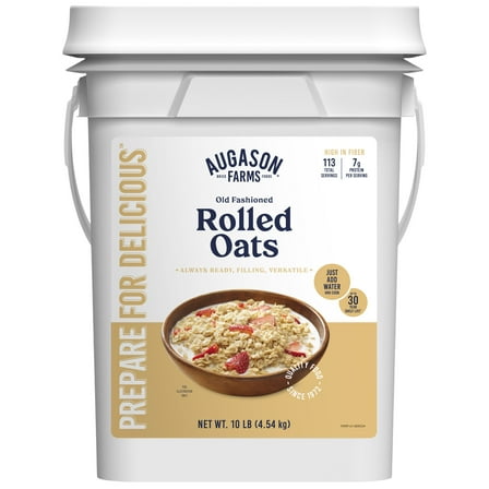 Augason Farms Regular Rolled Oats Emergency Food Storage 10 Pound Pail