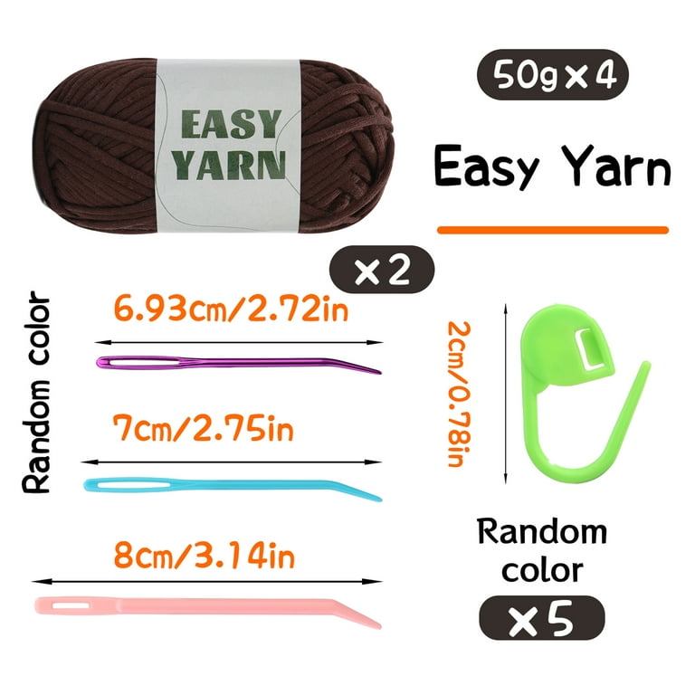 Bupete Yarn for Crocheting & Knitting, Easy Yarn for Beginners with Easy-to-See Stitches, Stitch Marker, Big Eye Blunt Needle, Beginner Yarn for