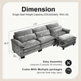 thumbnail image 2 of Howcool 113" Modular Sectional Sofa , 3 Seater L-Shaped Cloud Couch with Movable Ottoman, USB Charging Ports & Side Pockets, Sectional couchs for Living Room,Chenille Fabric,Grey, 2 of 7