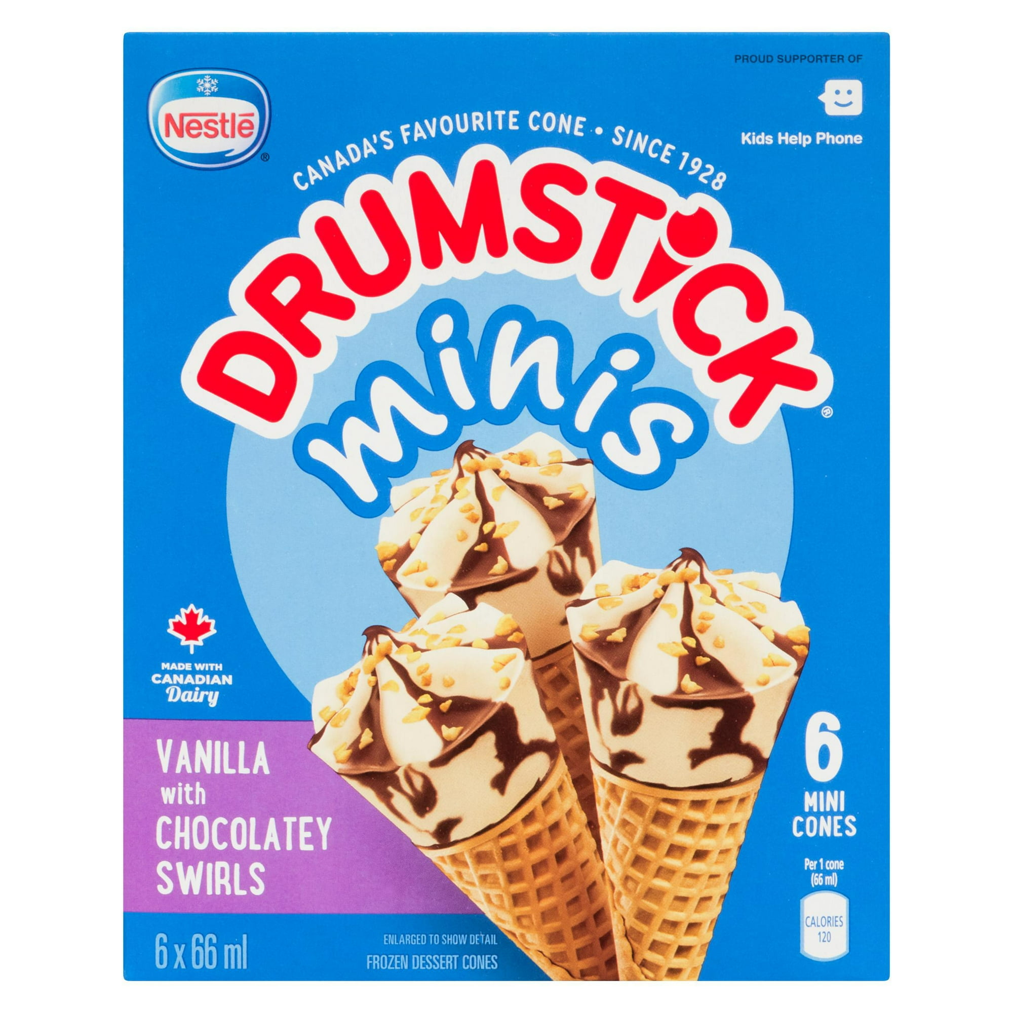 NESTLÉ® DRUMSTICK® Minis Vanilla with Chocolatey Swirl Frozen Dessert Cones