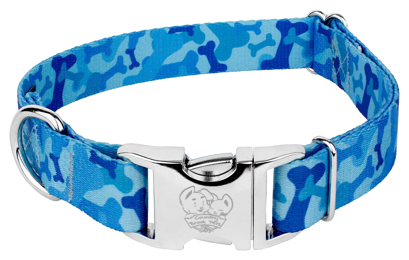 Country Brook Design® Blue Bone Camo Premium Dog Collar