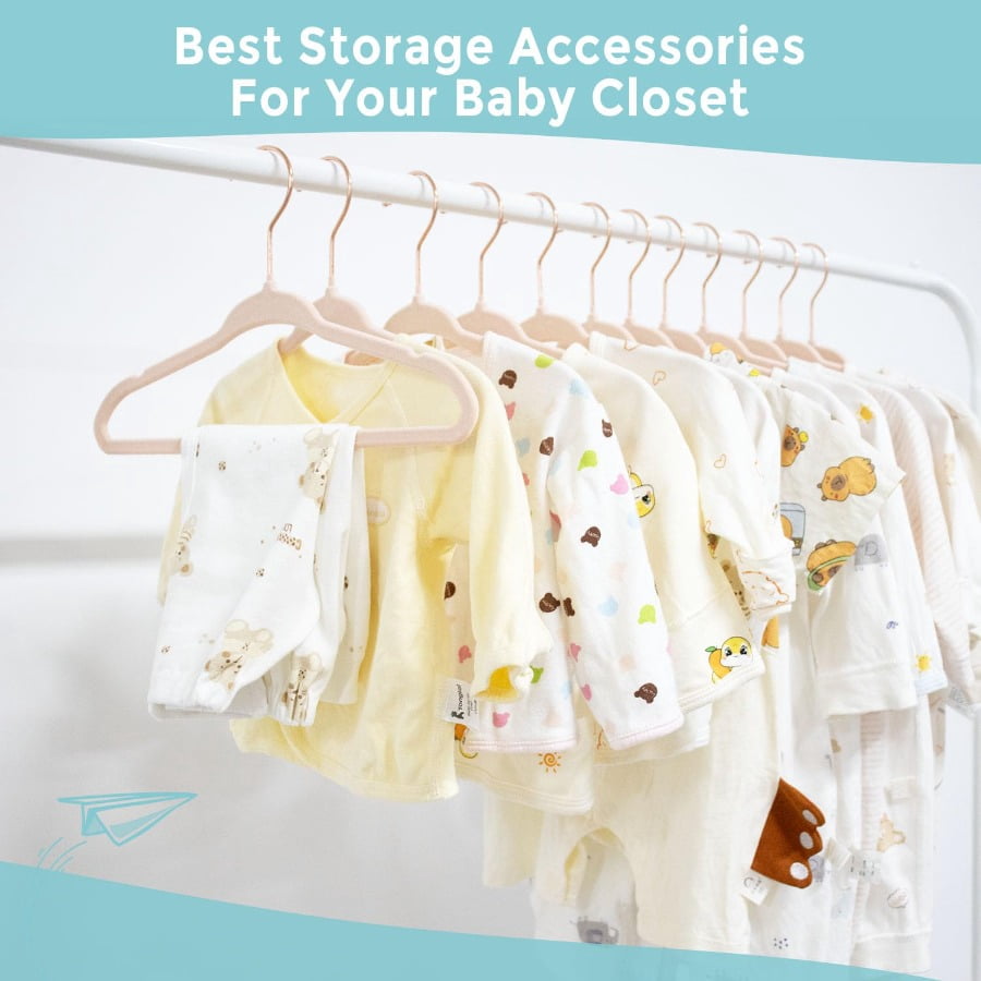 Tonswachic Baby Velvet Hangers 30 Pack - 11 Inch Premium Felt Non Slip Kids Hanger for Infant & Toddler Clothes - 0.2" Slim Space-Saving Baby Felt Hangers for Children's Closet with 10 Clips - Beige