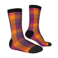 thumbnail image 4 of Yiaed Purple Yellow Buffalo Plaid Print Great elasticity Crew Socks Sports socks for Men and Women, 4 of 5