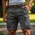 thumbnail image 2 of Men's Cargo Shorts Outdoor Hiking Travel Casual with Multi-Pockets Cotton Twill Relaxed Fit Dark Gray 2XL, 2 of 3