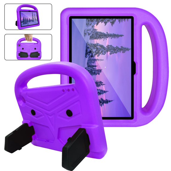SaniMore for ALL-New Fire 7 2022 Kids Case, EVA Lightweight Case with Handle & Foldable Kickstand Shockproof Protective Case for ALL-New Fire 7 7 inch Girls Boys, Purple