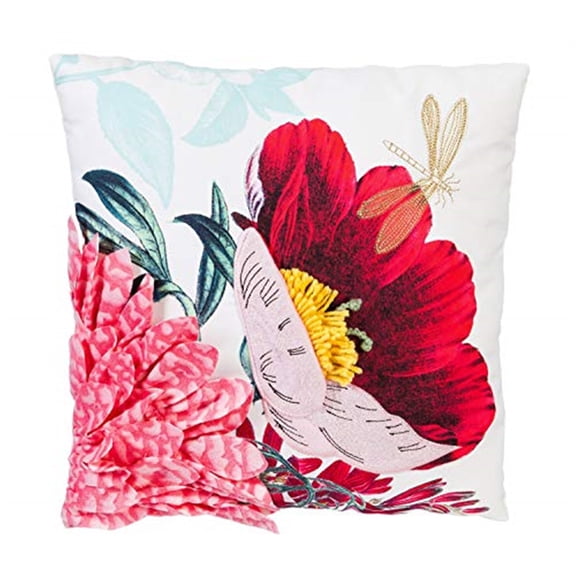 EverGreen Polyester Throw Pillows 16" x 16" Off-white,lightpink,red