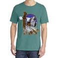 thumbnail image 2 of Wild Bobby, Eagle and Howling Wolf, Animal Lover, Garment-Dyed Washed Look Short Sleeve T-Shirt, Emerald, Medium, 2 of 3