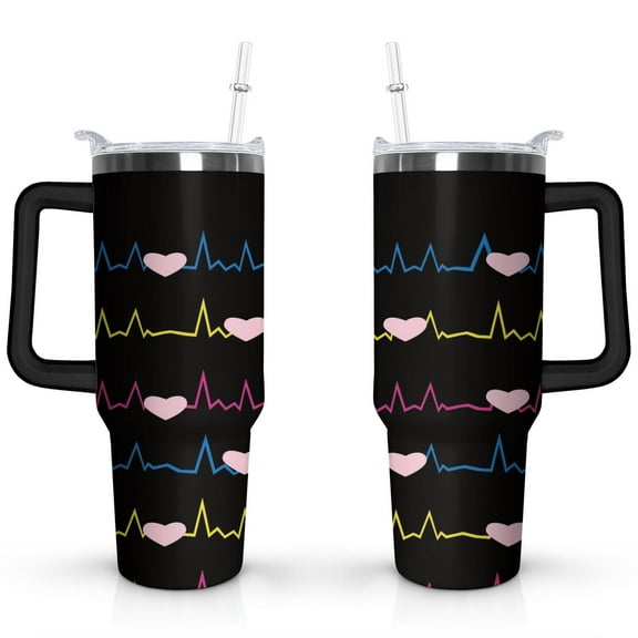 40oz Funny Nurse Life Stainless Steel Flip Straw Tumbler Spill Proof Travel Cup Double Wall Vacuum Insulated Coffee Mug with Handle