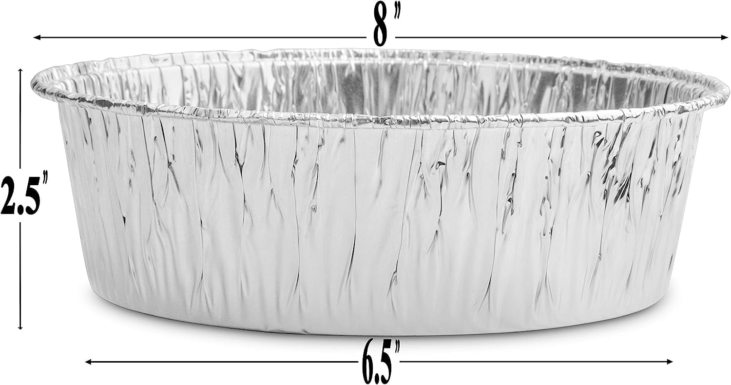8” Round Dutch Oven Liners Aluminum Pans for Cakes, Lasagna Displastible 20 Pack