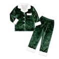 thumbnail image 4 of UJNDER Family Christmas Pajamas Matching Sets Fleece Long Sleeve Cozy Holiday Festive Nightwear Outfit for Kids,01_Green,13-14 Years, 4 of 6