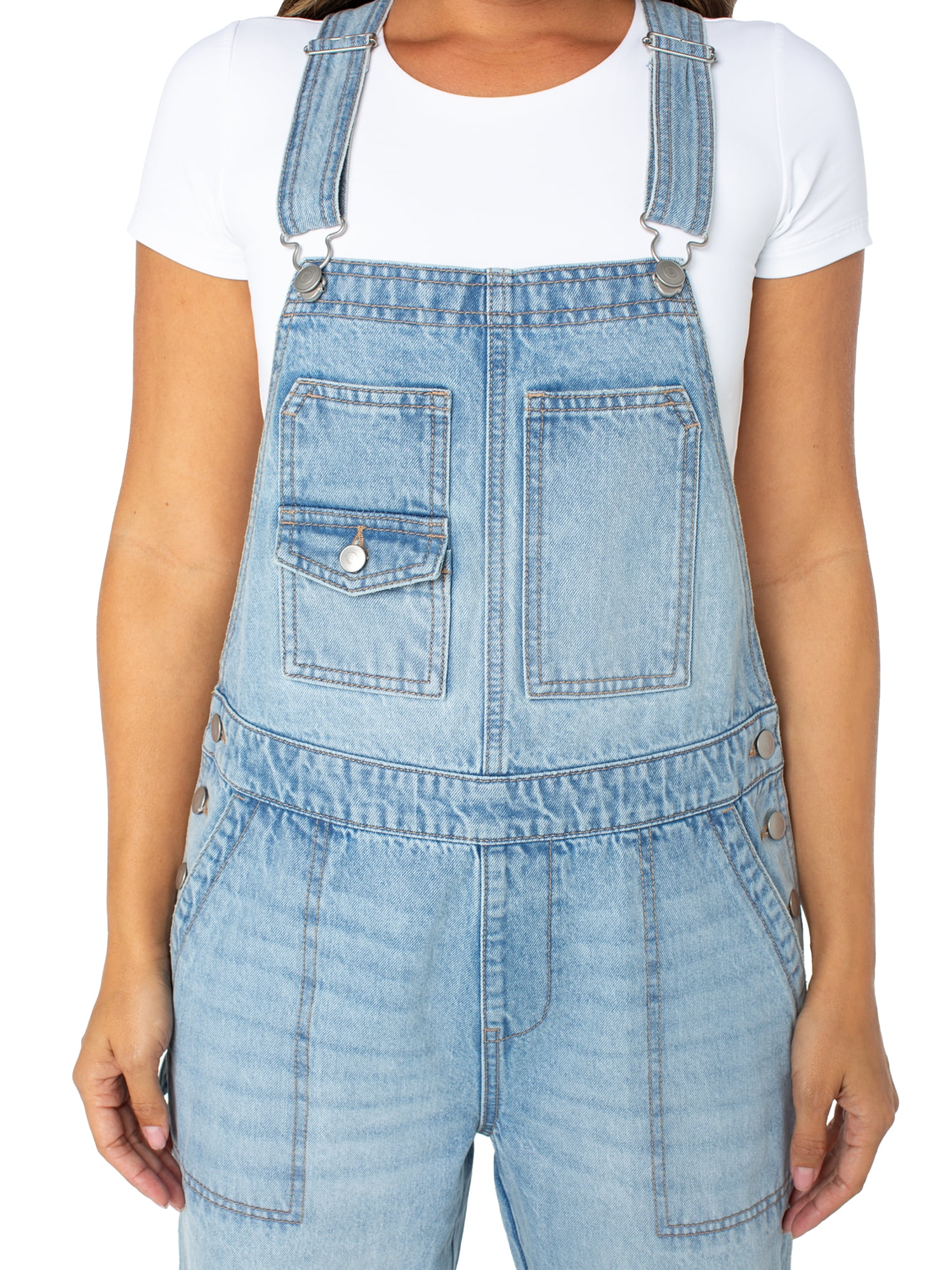 Celebrity Pink Women's Boyfriend Cuffed Denim Overall, Sizes XS-XXXL