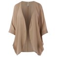 thumbnail image 1 of A2Y Women's Loose Fit Lightweight Open Front Woven Chiffon Cardigan Ash Mocha 3X, 1 of 5