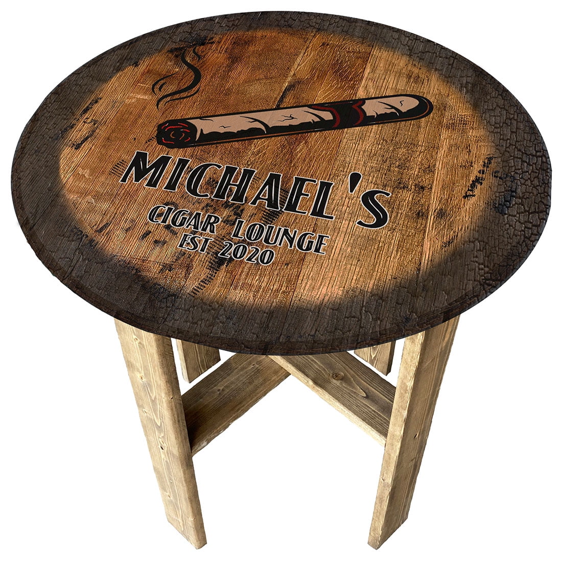 Cigar Room Cigar over Humidor Cigar Bar Gift Farmhouse Rustic Round