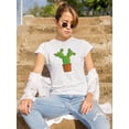 thumbnail image 2 of Cute Cactus With Flowers Cartoon T-Shirt Women -Image by Shutterstock, Female Large, 2 of 4
