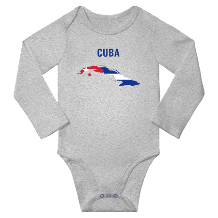 

Cuba Flag Map Baby Long Slevve Bodysuit (Gray 3-6 Months)