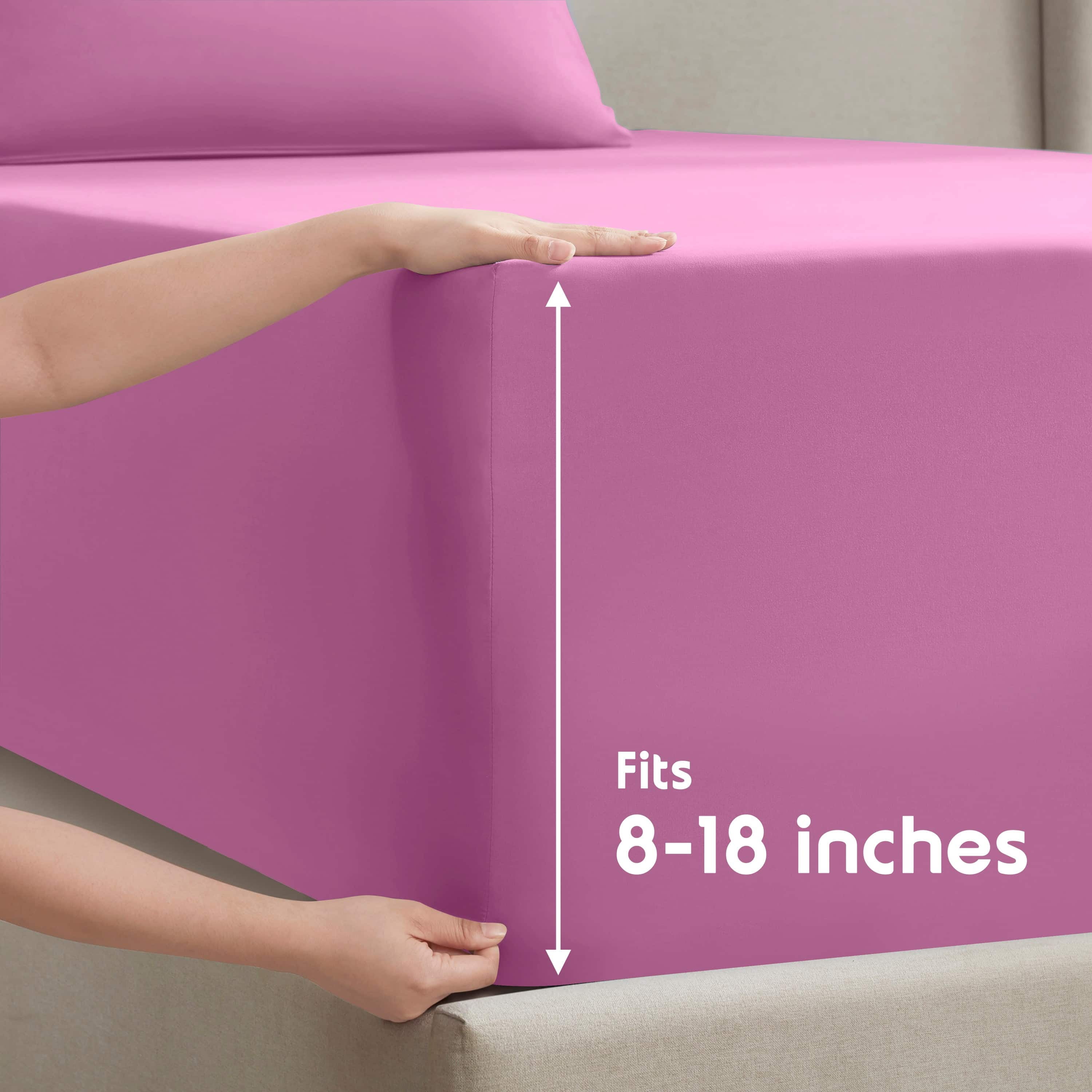 Lammaloe Twin XL Sheets Set, Hotel Style Deep Pocket 3 Piece Bed Sheets, Soft Microfiber Kids Bedding Set, Light Pink