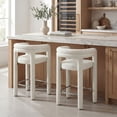 thumbnail image 5 of Dayalane 26" Counter Height Bar Stools Set of 2, Modern Sherpa Barrel Barstools with Back and Armrests, Stainless Steel Footrest for Kitchen Island, White, 5 of 11