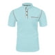 thumbnail image 2 of Blusa y camisa de cuello alto de manga corta para hombre, informal, de verano, a la moda, de color liso, con bolsillos y botones, blusa de cuello alto para hombre., 2 of 9