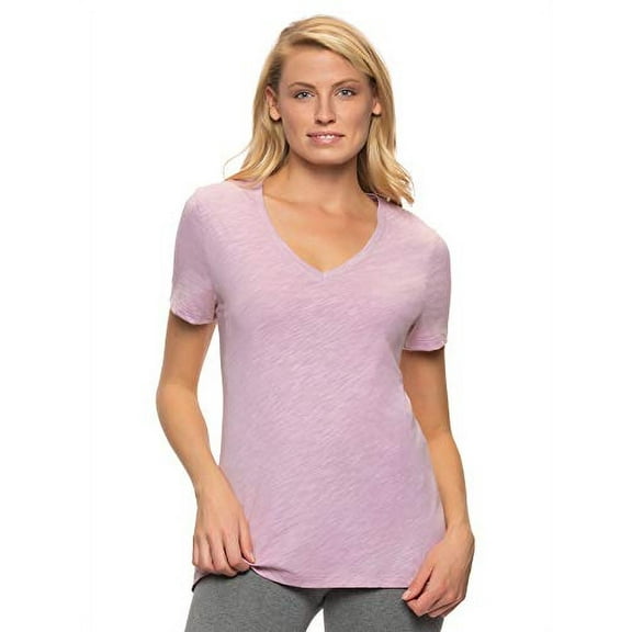 Felina | Slub Jersey V-Neck Tee | Short Sleeve T-Shirt (Mauve Shadows, Small)