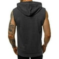 thumbnail image 3 of YYDGH Men's Zip Up Hoodies Tank Tops Solid Color Workout Sleeveless Tops with Pockets Gym Bodybuilding Muscle Sports Hooded Shirts Dark Gray M, 3 of 6