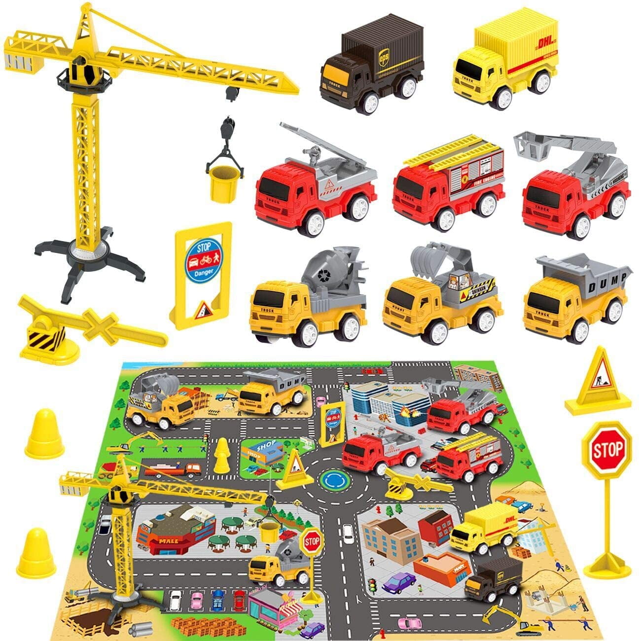 Buy Exercise N Play Engineering Construction Vehicles Toys W Play Mat