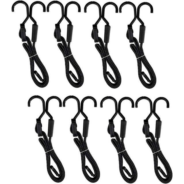 EcoNesxp 8 Pack Flat Profile Premium Adjustable Heavy Duty Outdoor Bungee Ropes for Securing Cargo