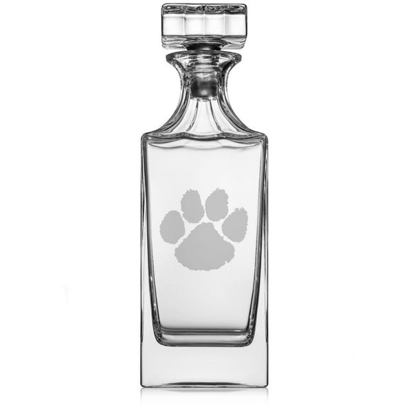 30 oz Glass Whiskey Decanter with Glass Stopper Gift Paw Print