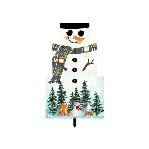 Christmas Garden Stakes Snowman Yard Signs Smiling Snowman Yard Art Outdoor Christmas Decorations for Garden
