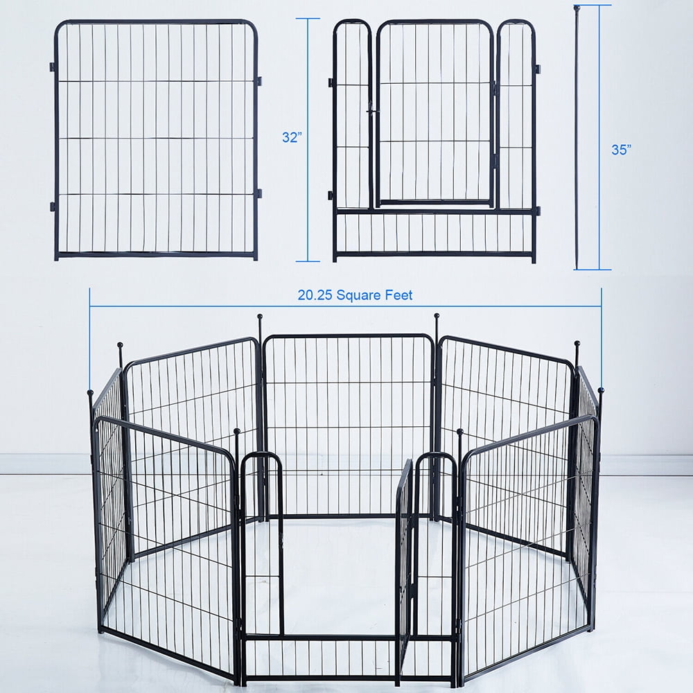 Dog Playpen,32" Height 32 Panels Portable Outdoor Dog Fence, Dog Playpen for Large/Medium/Small Dogs, Dog Fences for The Yard,with Doors Foldable Metal (32 inch, 32 Panels)