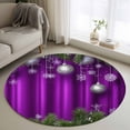 thumbnail image 2 of Purple Christmas Round Area Rug 4 FT, Non Slip Indoor Outdoor Rug, Xmas Balls Botanical Snowflake Washable Soft Circular Carpet Non-Shedding Floor Mat for Coffee Table Nursery Foyer Balcony, 2 of 9