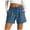 Blue, variant on Women's Summer Shorts Linen Beach Shorts Lightweight Drawstring Short Pants with Pockets Black L2