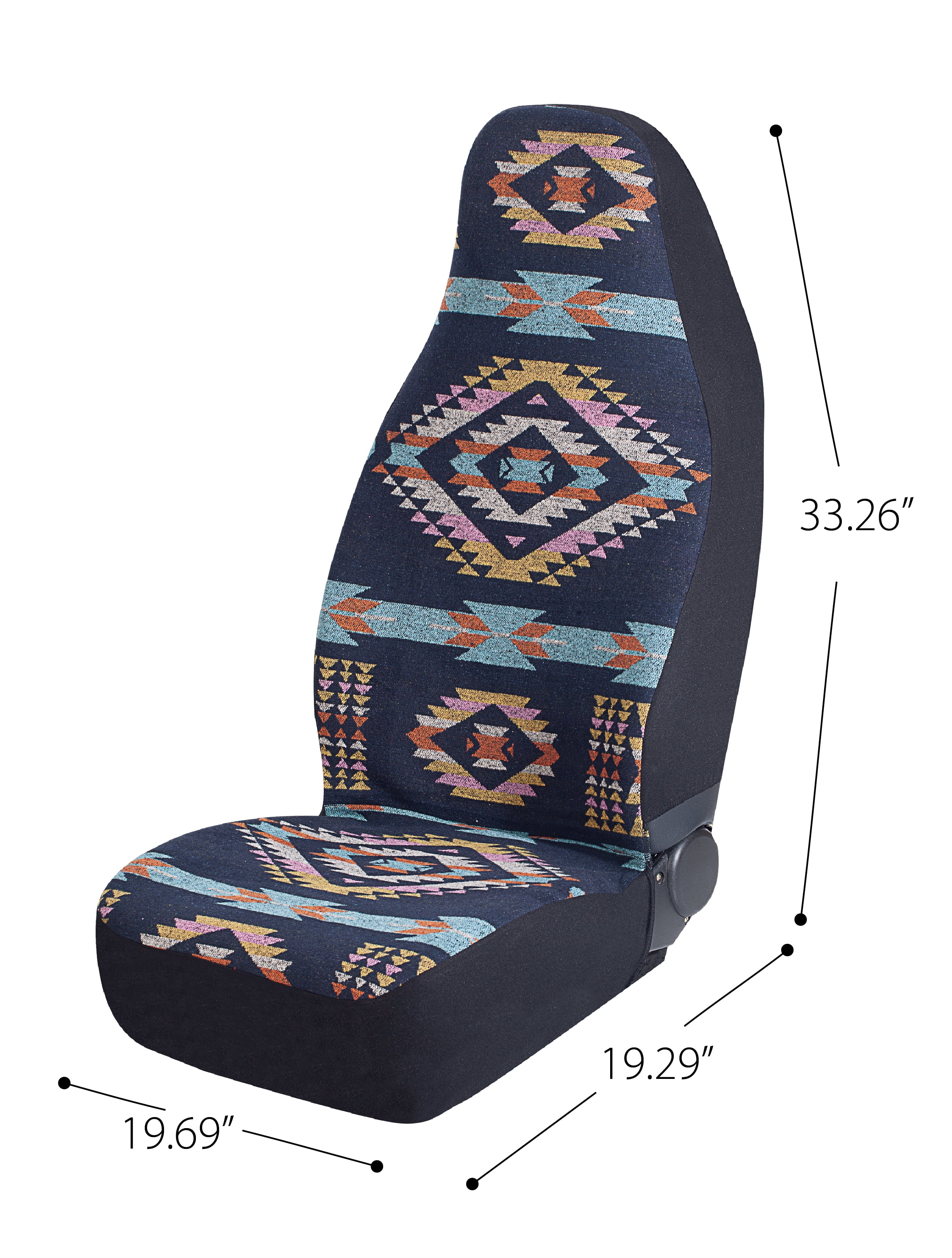 Auto Drive 2Piece Aztec Car Seat Cover Polyester Colorful - Universal Fit, 23SC59