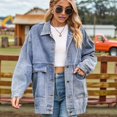 thumbnail image 4 of Women'S Button-Down Vintage Ripped Blue Denim Jacket XXL, 4 of 8