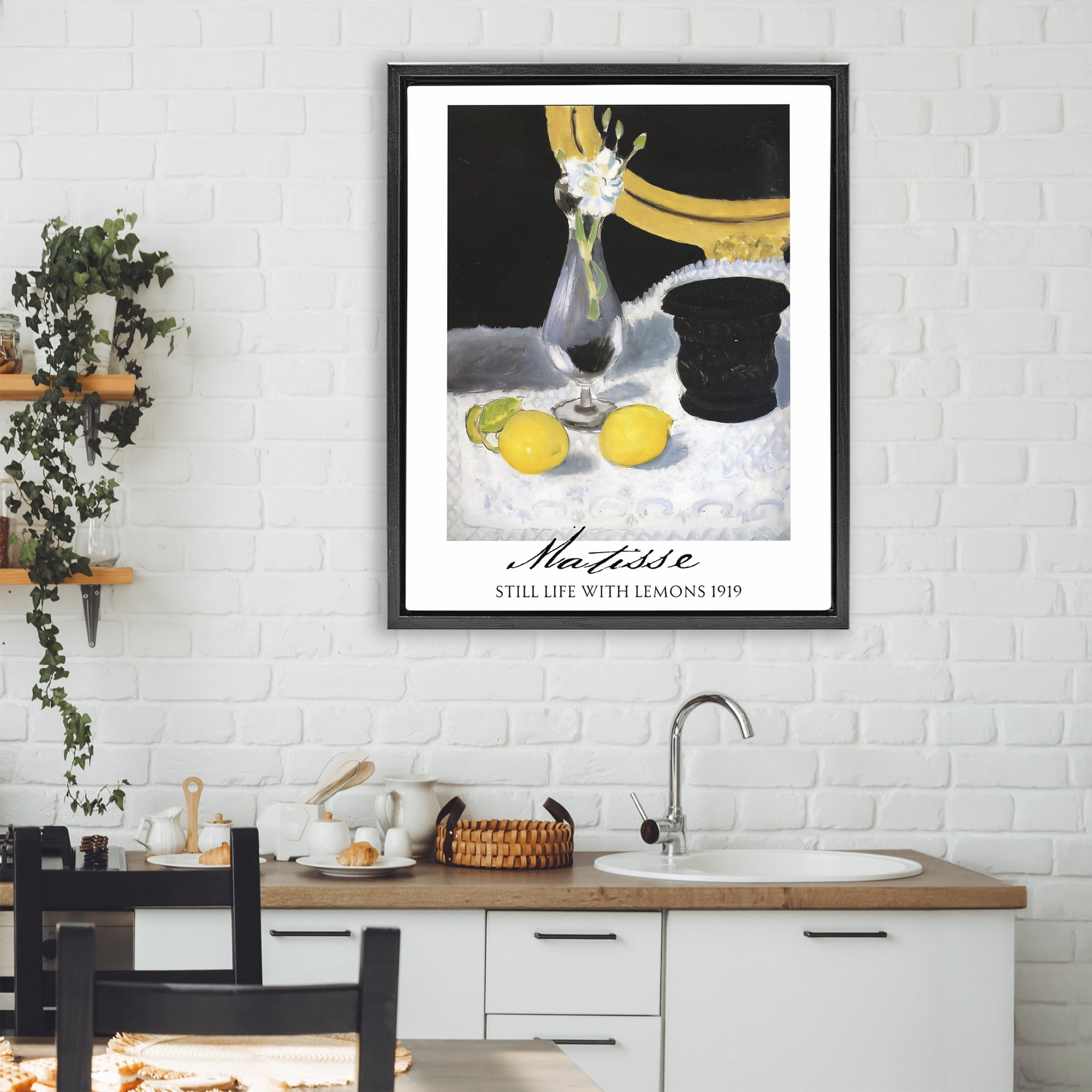Stupell Industries Matisse Still Life Lemons Black Framed Floater Canvas Wall Art, design by Vintage Hustle