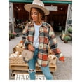 thumbnail image 3 of KZKR Women's Casual Plaid Wool Blend Button Down Long Sleeve Shirt Jacket Shackets, 3 of 3