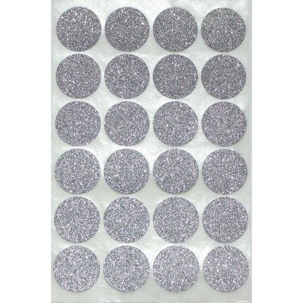 Silver Sparkly Envelope Seals Dots Labels 1" Round 25 mm Circle
