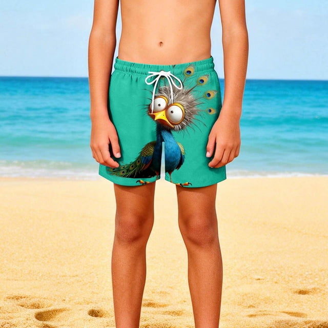 Pantalones cortos de playa para niños y niñas, de color liso, con estampado bonito, transpirables y con bolsillos, para verano