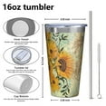 thumbnail image 4 of 16oz Tumblers Light Blue Sunflower Pattern Stainless Steel Vacuum Insulated Double Wall Travel Tumbler Cups Mug with Lid and Straw,Cleaning Brush for Coffee,Tea, 4 of 4